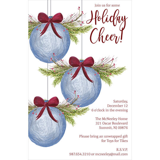 Watercolor Ornaments Holiday Invitations